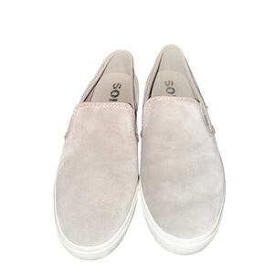 Sorel Campsneak Sneakers Women's Size 8 Light Gray Leather Slip On Shoes Casual